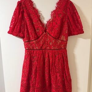 Self Portrait Fine Cord Lace Mini Dress